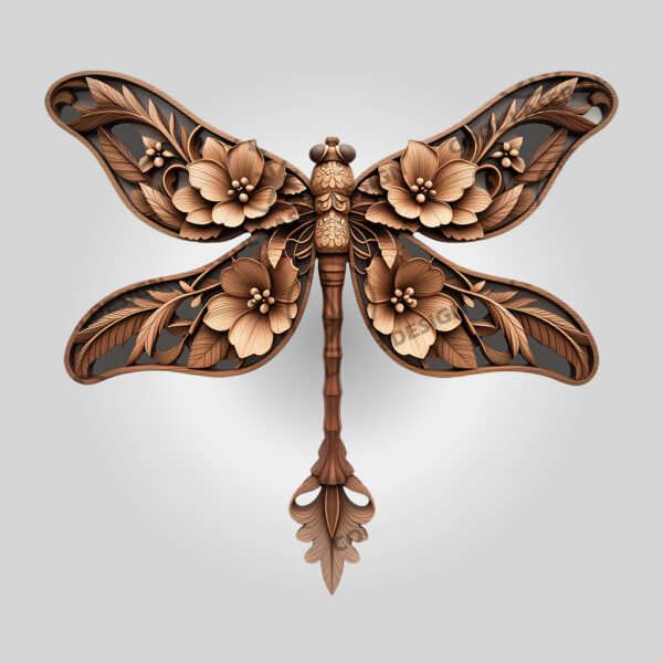 3D Illusion Laser Engraving File, Damselfly Wall Art,