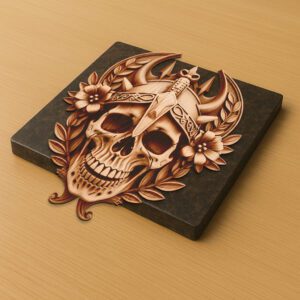 3D Illusion Laser Engraving File, Gladiator Skull Art