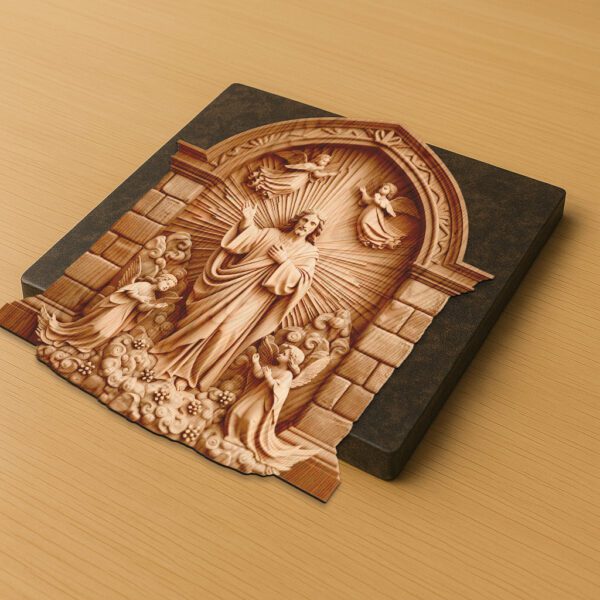 3D Illusion Laser Engraving File, Jesus and Angels