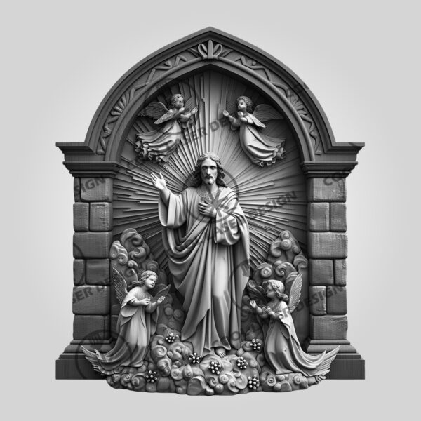 3D Illusion Laser Engraving File, Jesus and Angels