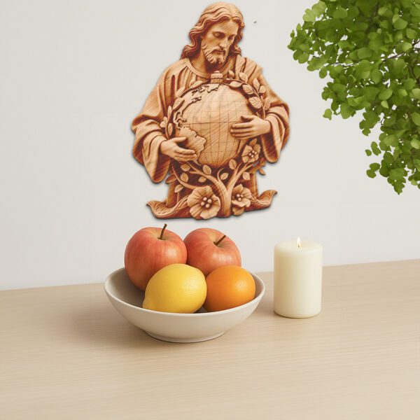 3D Illusion Laser Engraving File, Jesus Holding World,