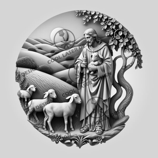 3D Illusion Laser Engraving File, Jesus with Lamb,