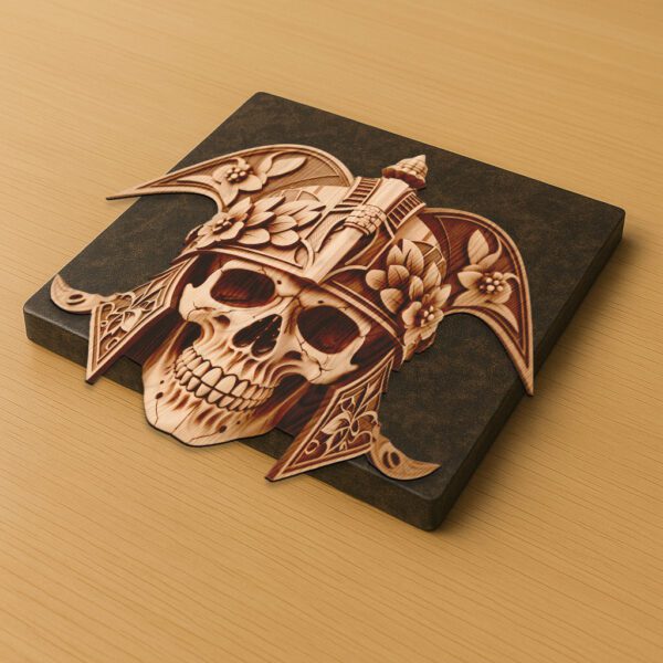 3D Illusion Laser Engraving File, Knight Skull Visor