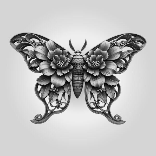 3D Illusion Laser Engraving File, Moth Art, Unique