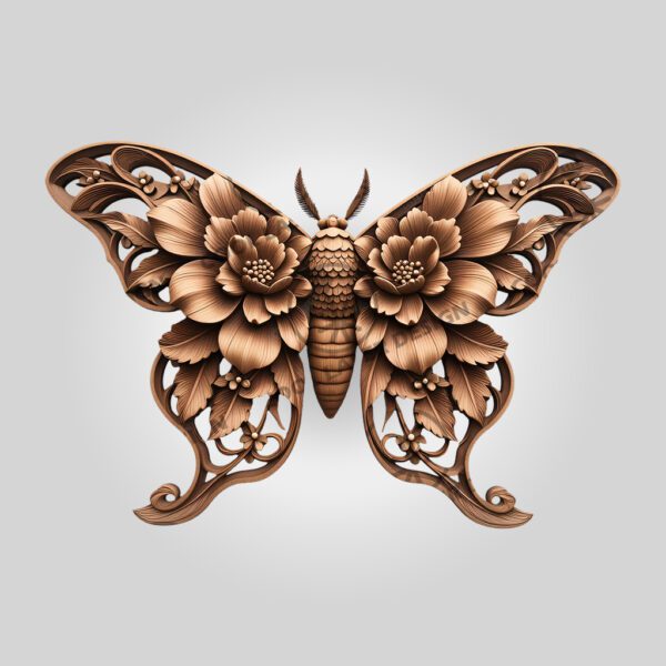 3D Illusion Laser Engraving File, Moth Art, Unique