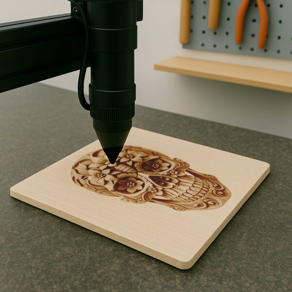 3D Illusion Laser Engraving File, Ornate Wooden Skull,