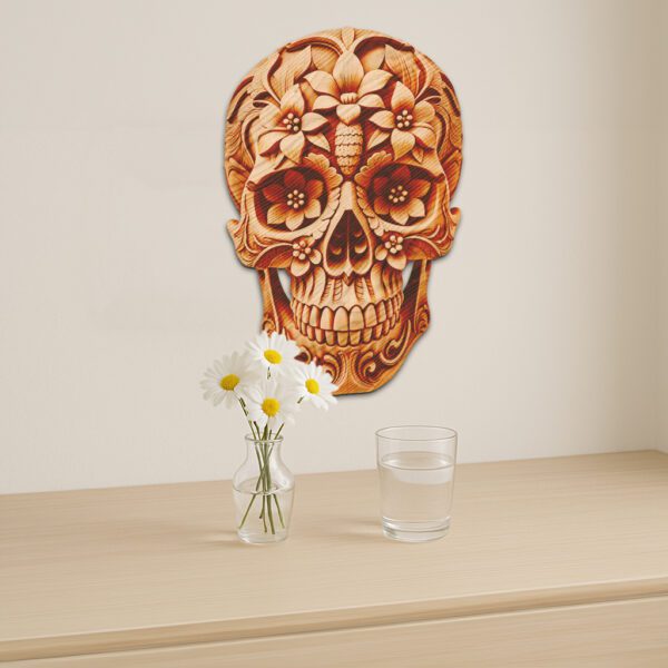 3D Illusion Laser Engraving File, Ornate Wooden Skull,