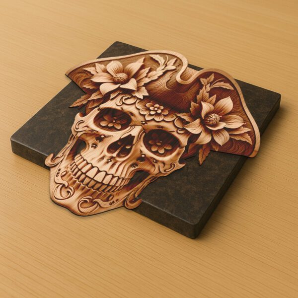 3D Illusion Laser Engraving File, Pirate Skull Hat
