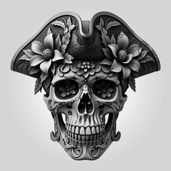 3D Illusion Laser Engraving File, Pirate Skull Hat