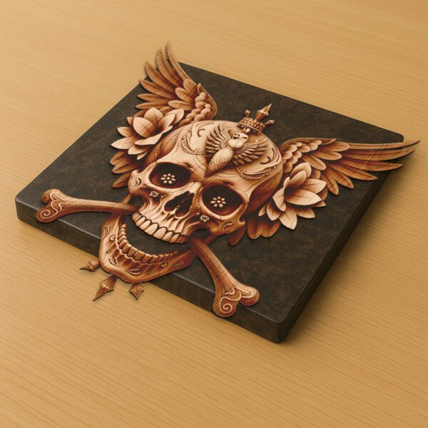 3D Illusion Laser Engraving File, Pirate Skull Nautical