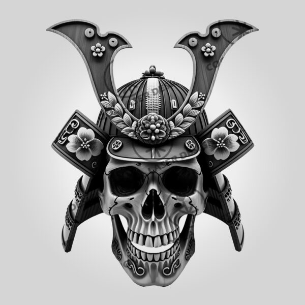 3D Illusion Laser Engraving File, Samurai Skull Art,