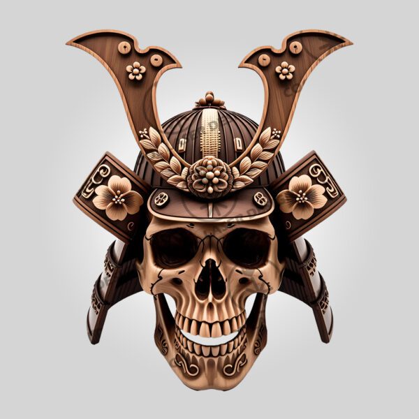 3D Illusion Laser Engraving File, Samurai Skull Art,