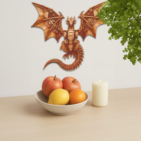 3D Illusion Laser Engraving File, Steampunk Dragon Design,