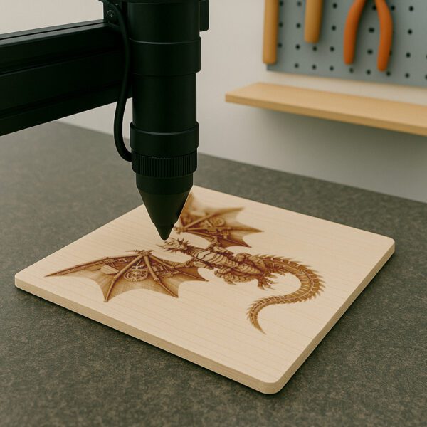 3D Illusion Laser Engraving File, Steampunk Dragon Design,