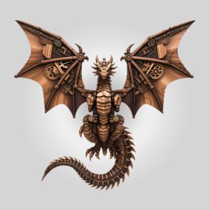 3D Illusion Laser Engraving File, Steampunk Dragon Design,