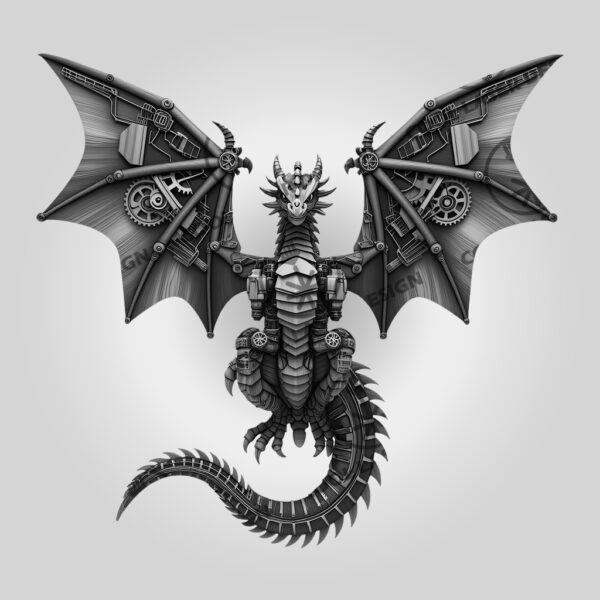 3D Illusion Laser Engraving File, Steampunk Dragon Design,