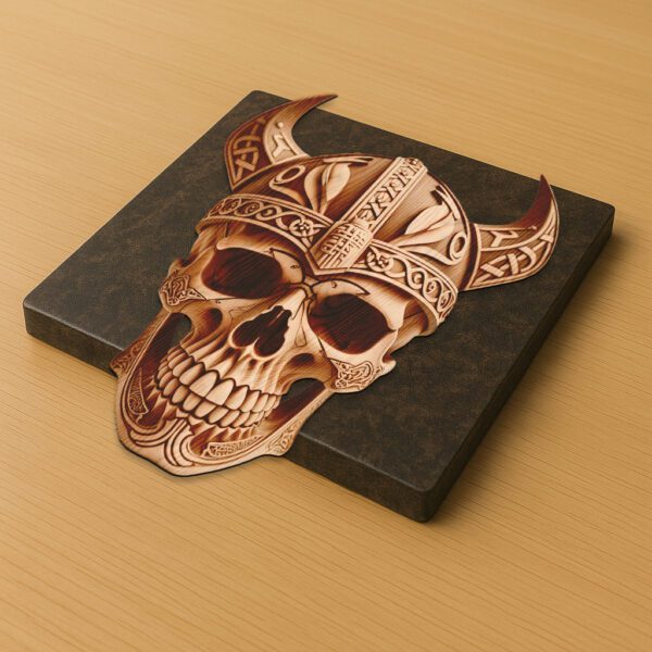 3D Illusion Laser Engraving File, Viking Skull Helmet