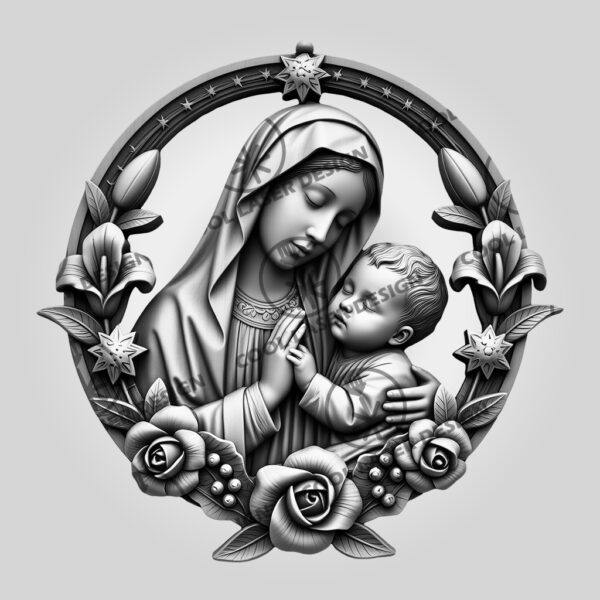 3D Illusion Laser Engraving File Virgin Mary and
