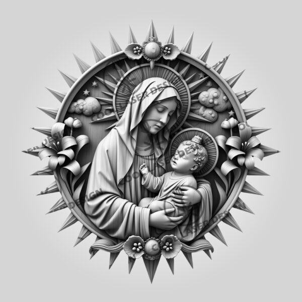 3D Illusion Laser Engraving File, Virgin Mary and