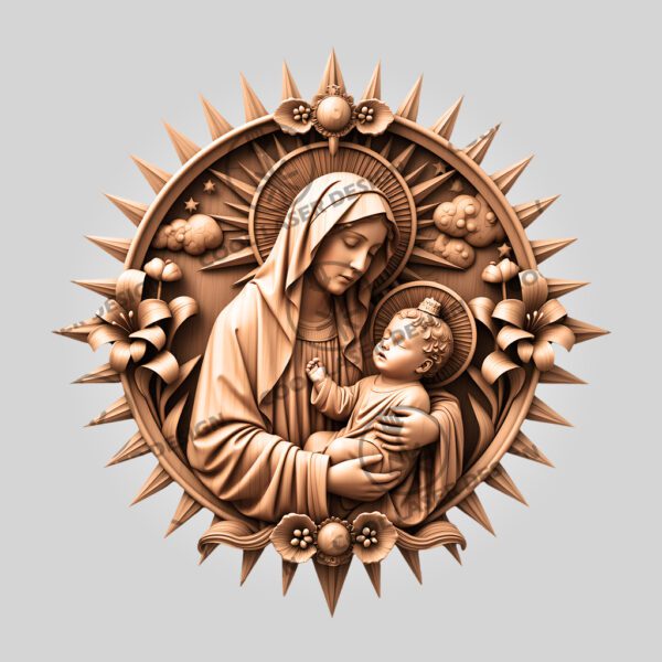 3D Illusion Laser Engraving File, Virgin Mary and