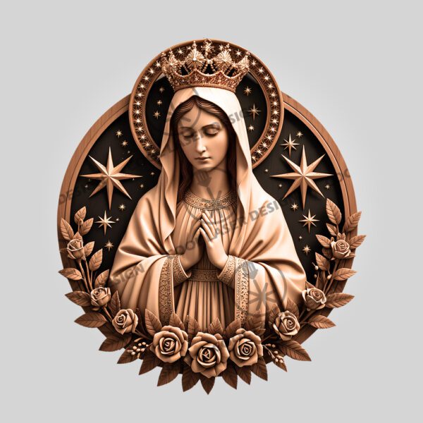 3D Illusion Laser Engraving File, Virgin Mary Art,