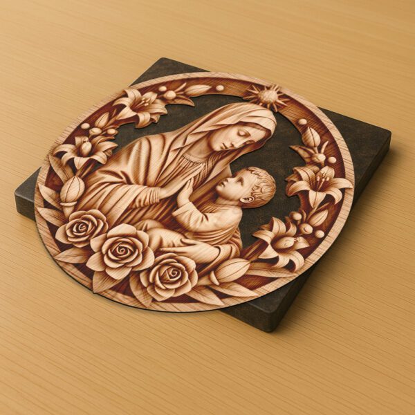 3D Illusion Laser Engraving File, Virgin Mary with