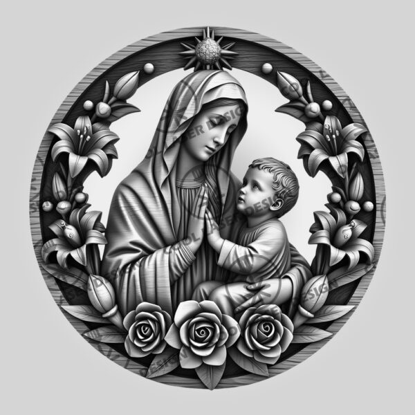 3D Illusion Laser Engraving File, Virgin Mary with