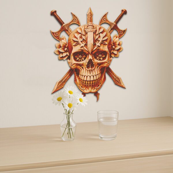 3D Illusion Laser Engraving File, Warrior Skull Art,