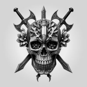 3D Illusion Laser Engraving File, Warrior Skull Art,