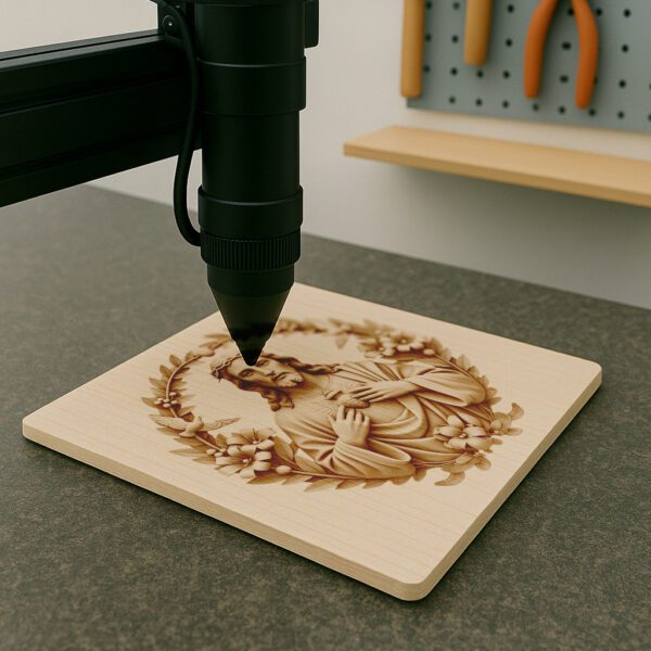 3D Illusion Laser Engraving Jesus Heart Religious Decor