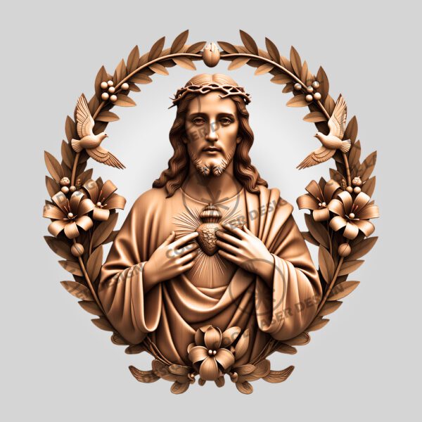 3D Illusion Laser Engraving Jesus Heart Religious Decor
