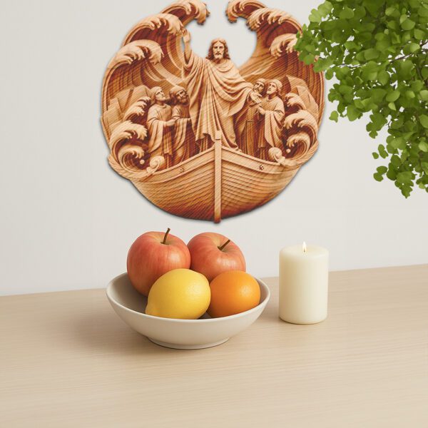 3D Illusion Laser Engraving Jesus in Boat with