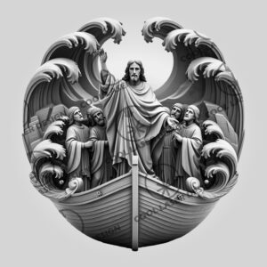 3D Illusion Laser Engraving Jesus in Boat with