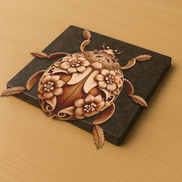 3D Laser Engraved Floral Ladybug Design File for