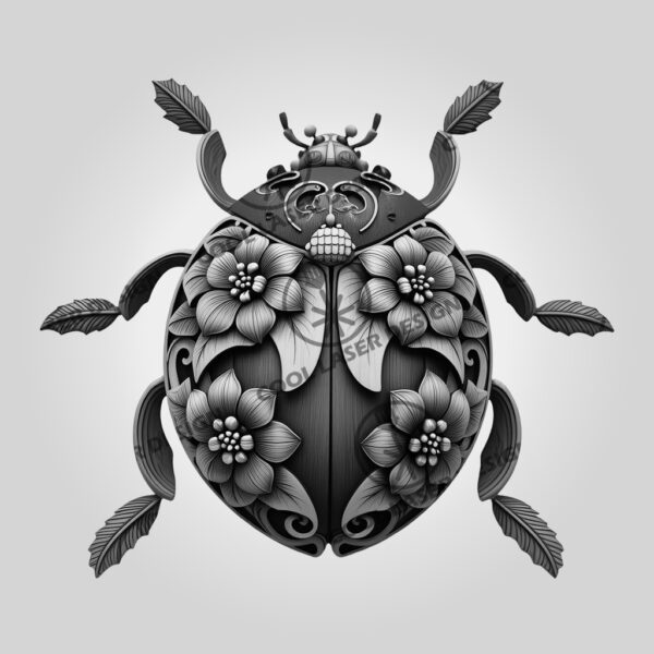 3D Laser Engraved Floral Ladybug Design File for