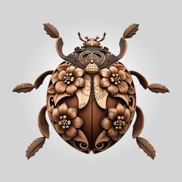 3D Laser Engraved Floral Ladybug Design File for