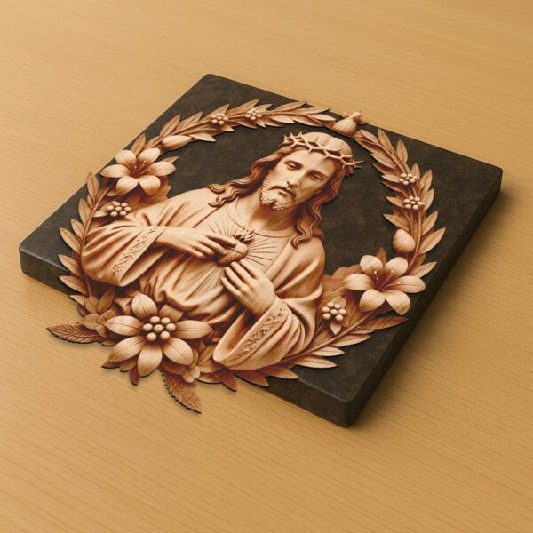 3D Laser Engraved Illusion Art Jesus Embracing Heart