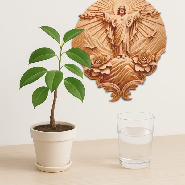 3D Laser Engraved Jesus on Mountain, Spiritual Art