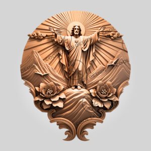3D Laser Engraved Jesus on Mountain, Spiritual Art