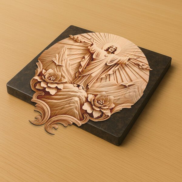 3D Laser Engraved Jesus on Mountain, Spiritual Art
