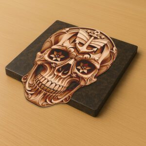 3D Laser Engraving File, Intricate Pirate Skull Design