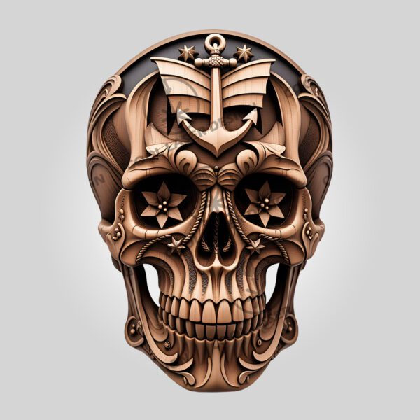 3D Laser Engraving File, Intricate Pirate Skull Design