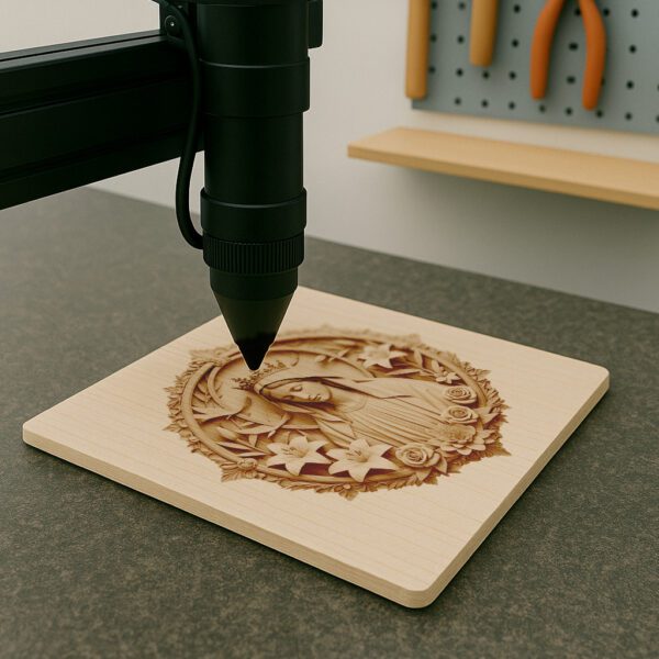 3D Laser Engraving File, Virgin Mary Art, Floral