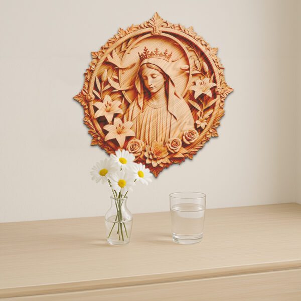 3D Laser Engraving File, Virgin Mary Art, Floral