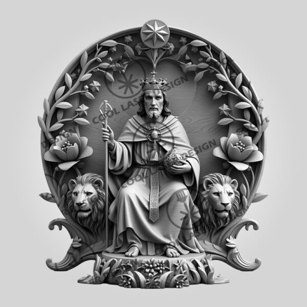 3D Laser Engraving Pattern, Jesus on Throne, Religious