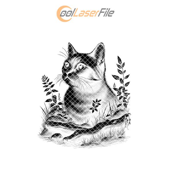 Cat Grass Slate Coaster Engraving File, Digital PNG