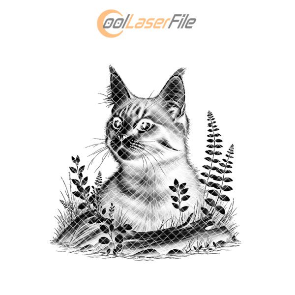 Cat Grass Slate Coaster Engraving File, PNG for