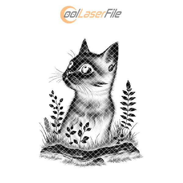 Cat in Grass Slate Coaster Engraving File, Digital