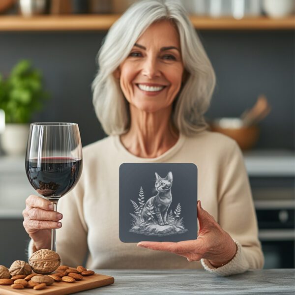 Cat in Grass Slate Coaster Engraving File, Laser