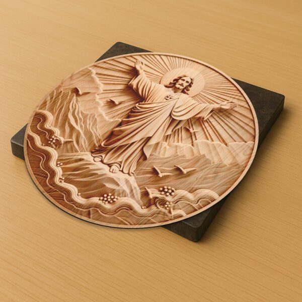 Jesus on a Mountain 3D Laser Engraving File,